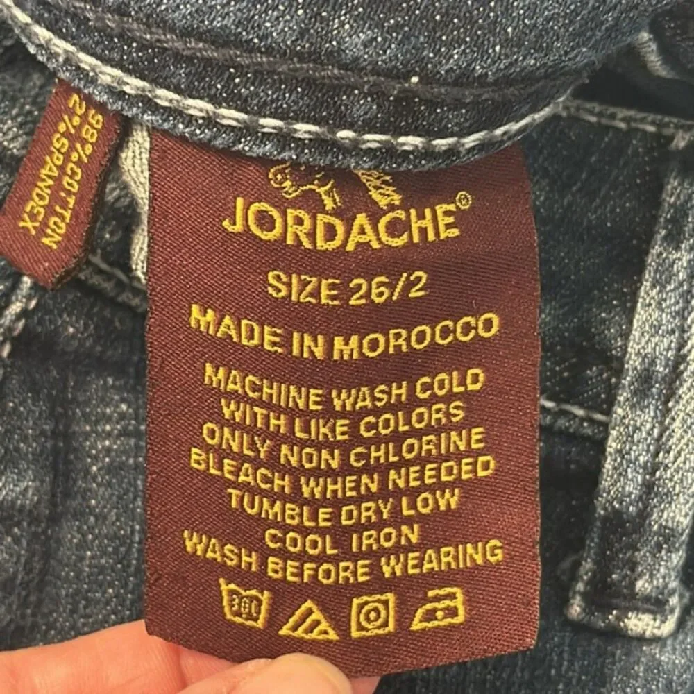 Vintage 90s Jordache Denim Mini Skirt Button Fly Front Womens 26 Raw Hem Y2K